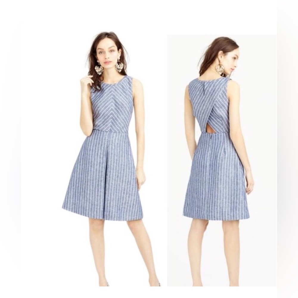 J. Crew striped Sleeveless cross back Dress